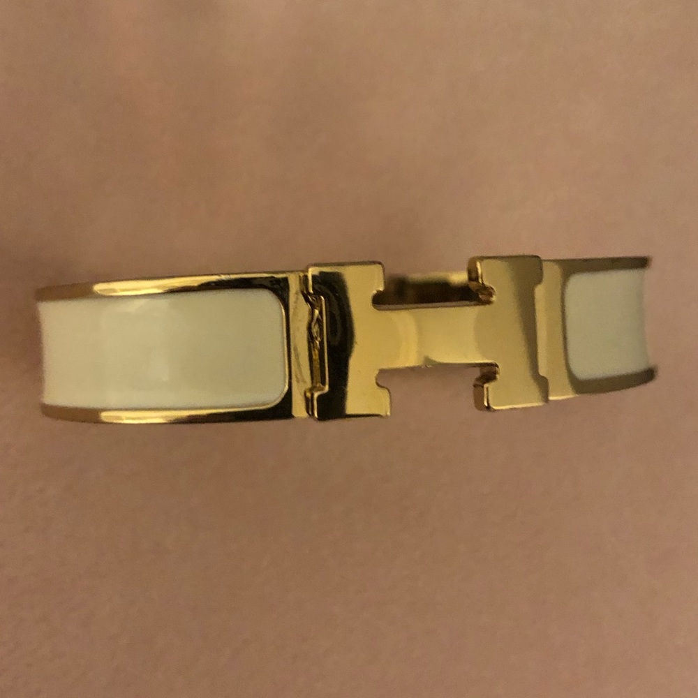 Hermès Gold/White Bangle Bracelet